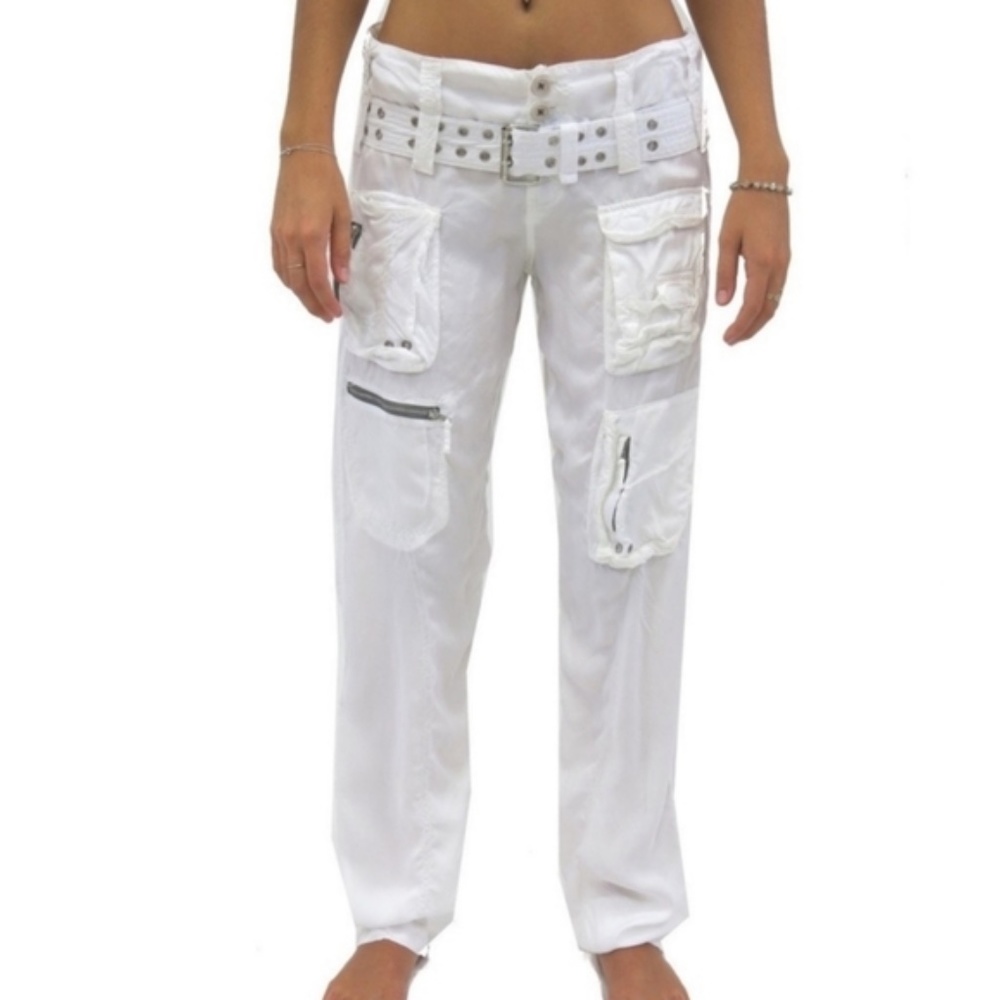 Johnny Was / Pete & Greta Tyla White Cargo Belted Pants, Size 8